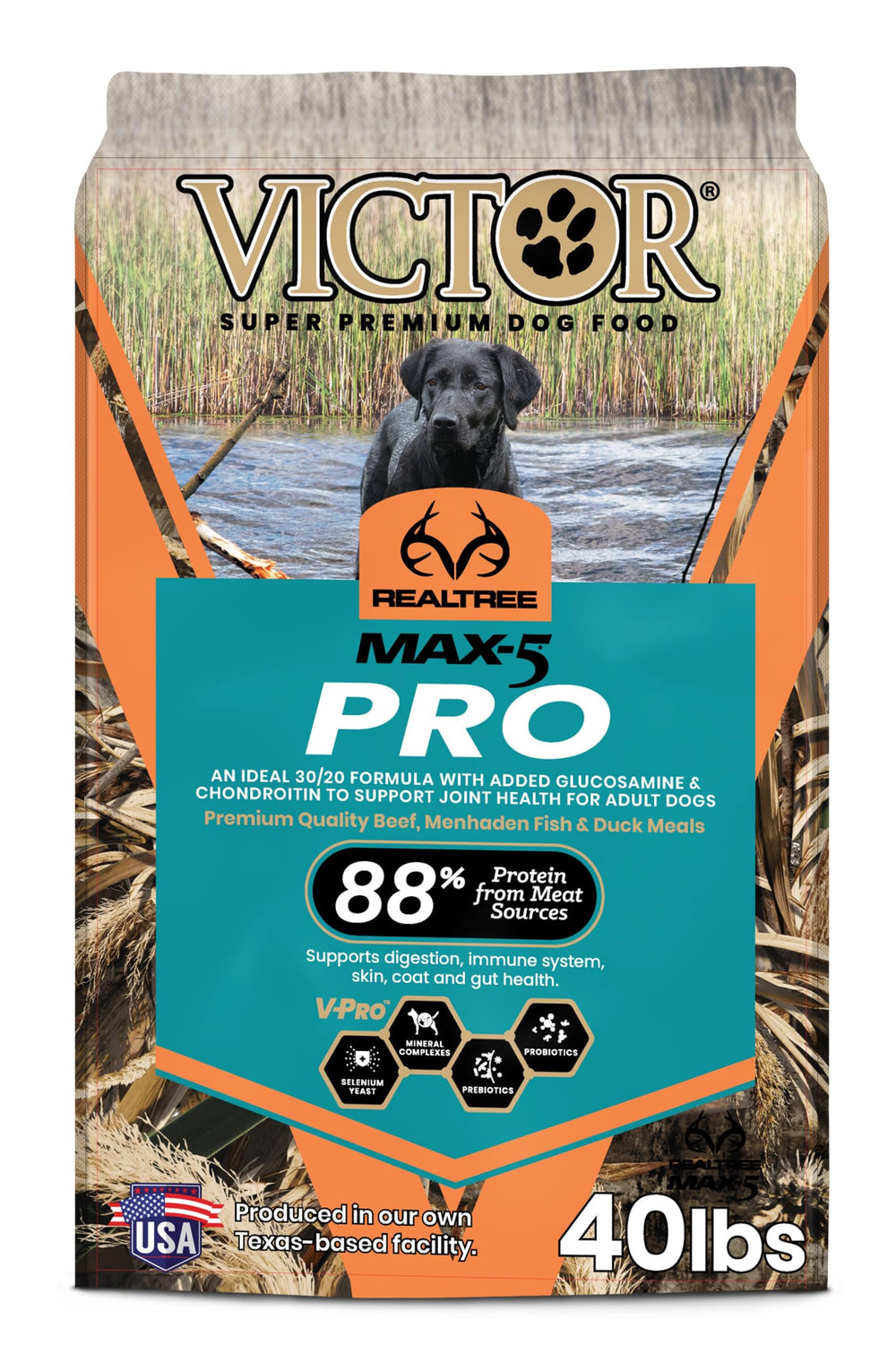 VICTOR Realtree MAX-5 PRO bag front view, fuel for active dogs.