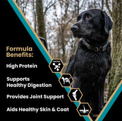 Close-up of MAX-5 PRO kibble texture for an athletic diet.