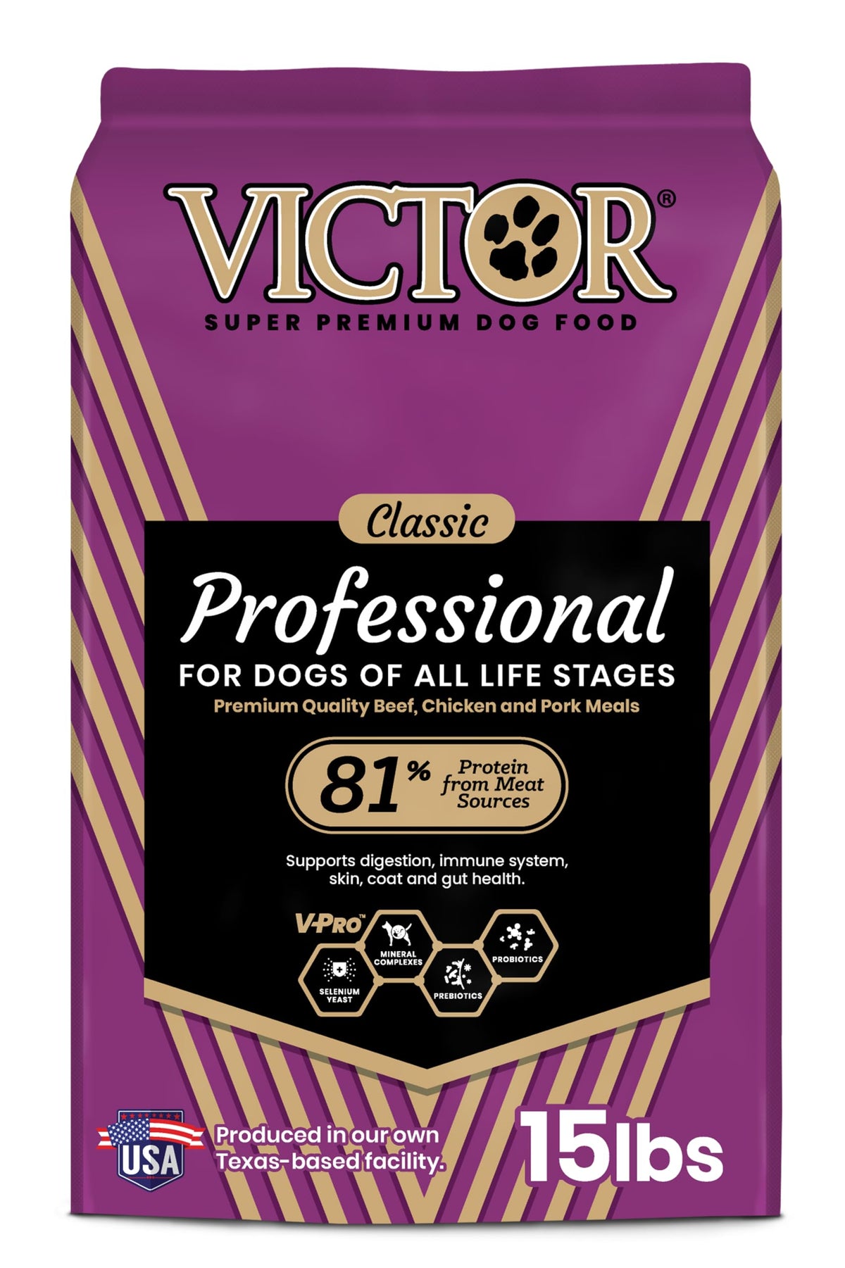 VICTOR Super Premium dog food bag and bowl for daily active dogs