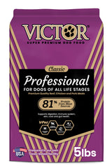 The VI﻿CTOR Super Premium Dog Food bag front highlights all-life-stages nutrition.