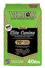 VICTOR Super Premium Dog Food bag front showing large breed formula and protein-rich kibble