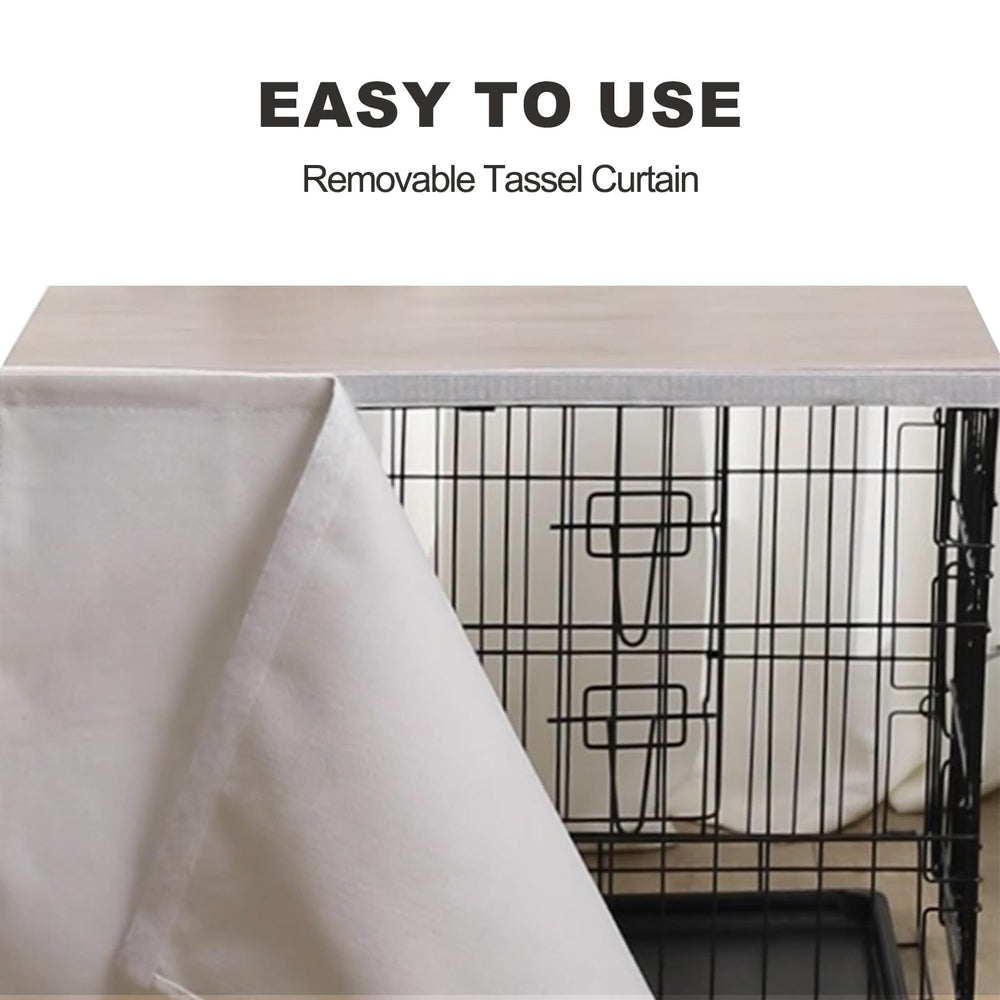 VIE DE AMAN wooden kennel topper doubles as stylish furniture.
