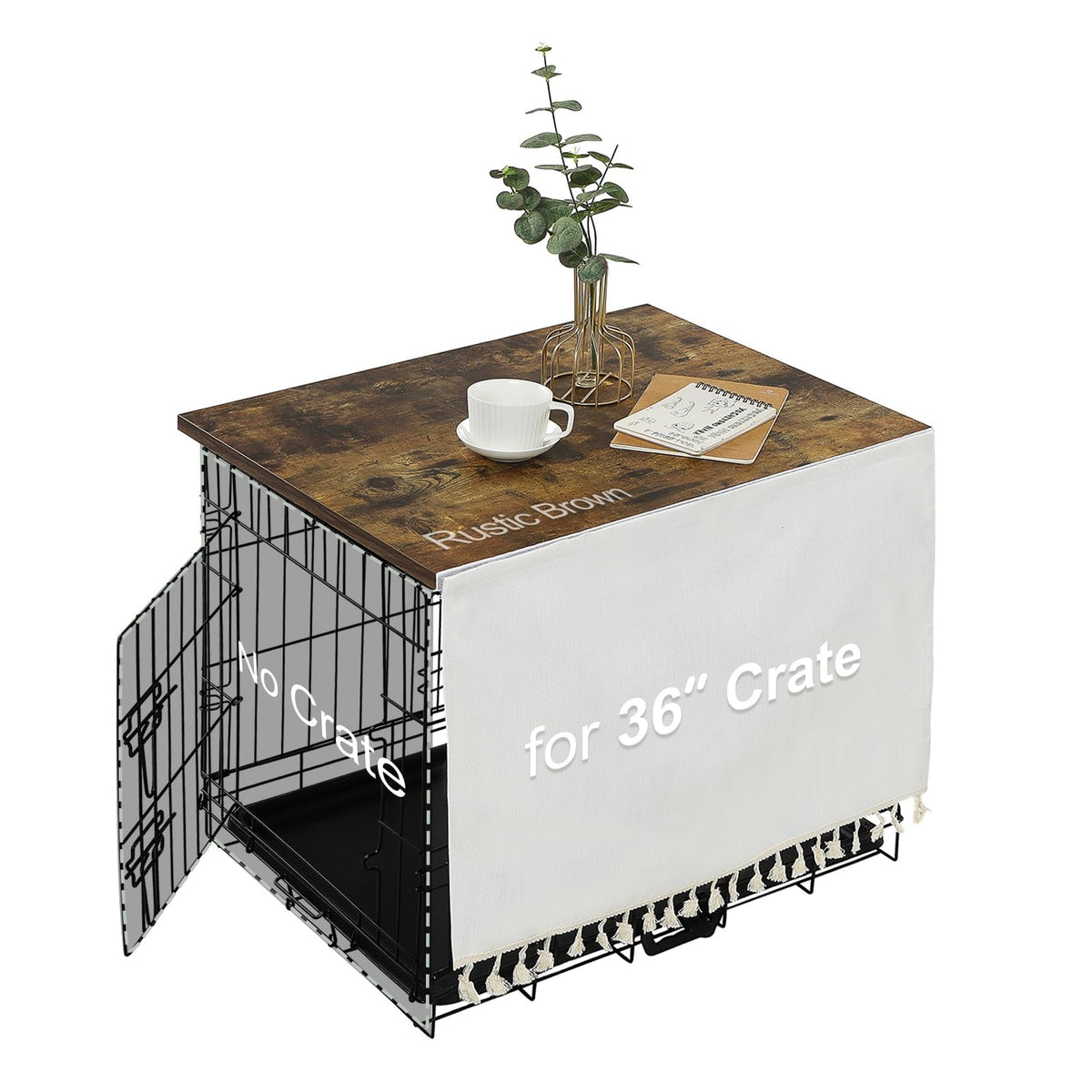 VIE DE AMAN dog crate topper wood, table-ready look for 36-inch crates.