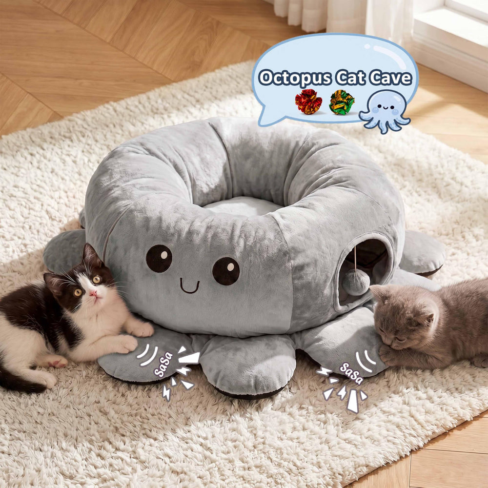 VIEFIN Cat Tunnel Bed 38-inch mat provides extended lounging space.