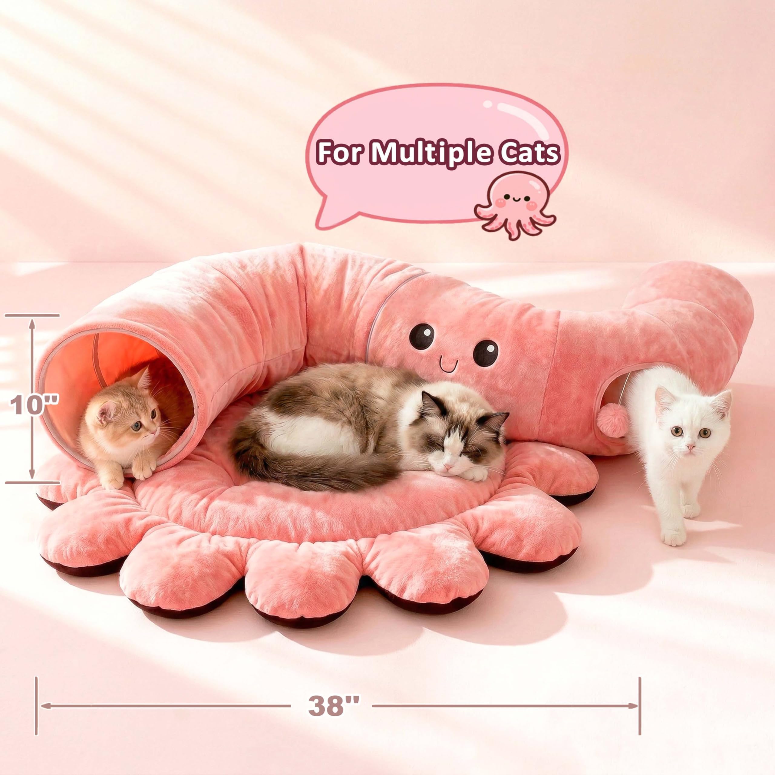 Viefin cat tunnel bed 38-inch flower-shaped lounging mat