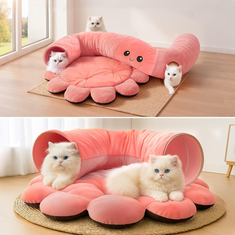 Viefin cat tunnel bed cushion is machine washable for cleanup