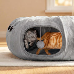 VIEFIN Cat Tunnel Bed octopus side view highlighting cozy den shape.