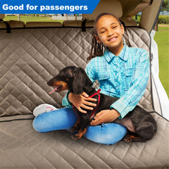 VIEWPETS bench seat cover shields upholstery from scratches and mud.
