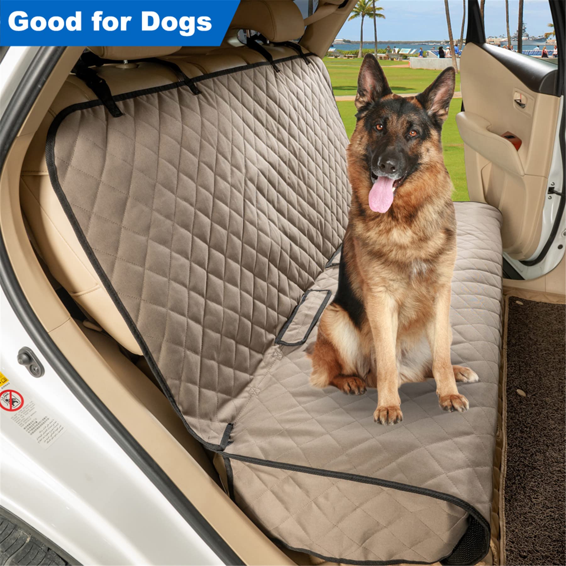 VIEWPETS bench seat cover universal fit adapts to most vehicles.