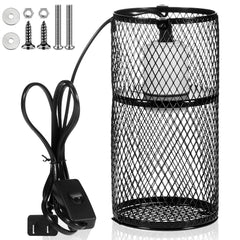 VIHOSE reptile heat lamp guard in-use for safe basking near warmth
