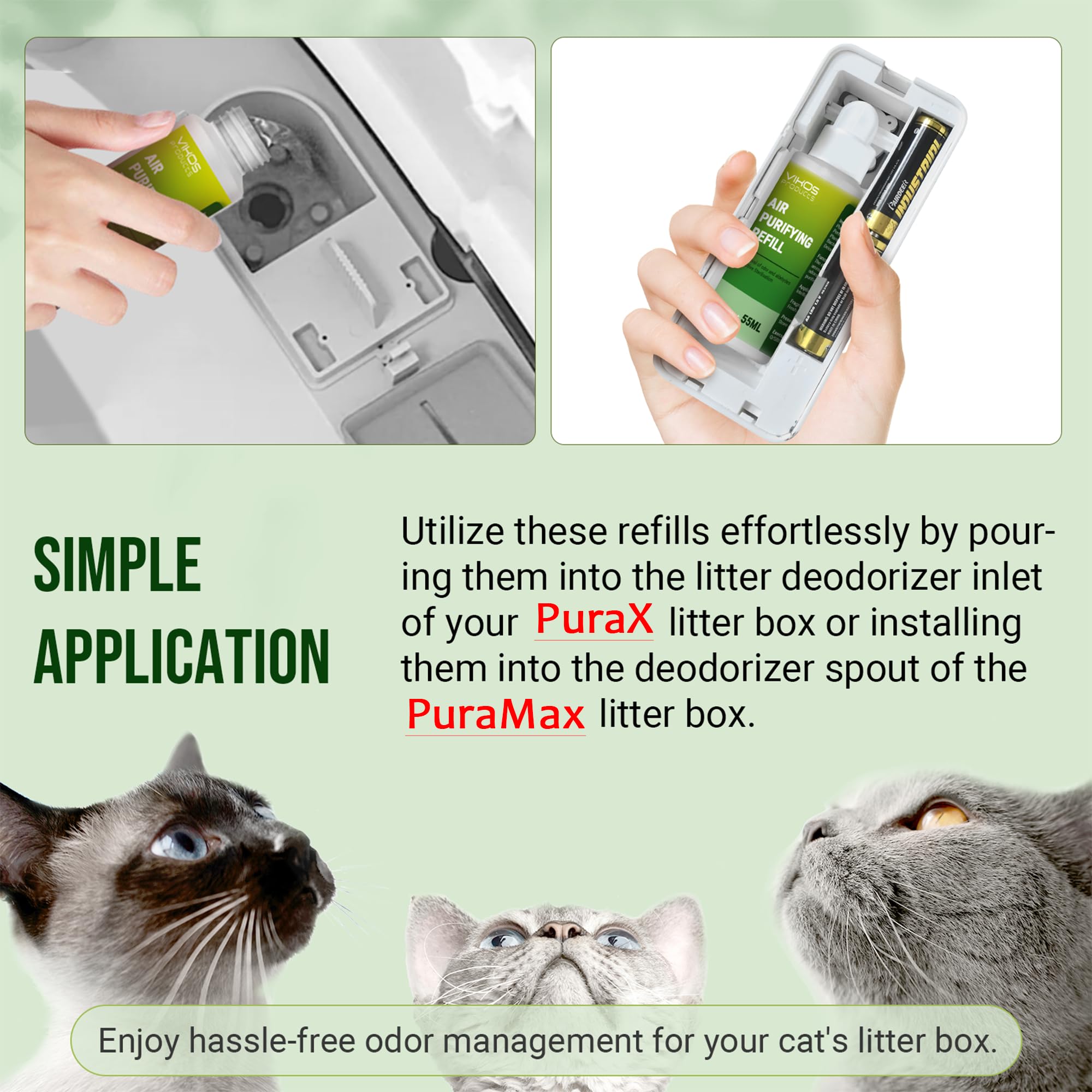 VIKOS Pura-Max deodorizer spout refill enabling easy replacement.