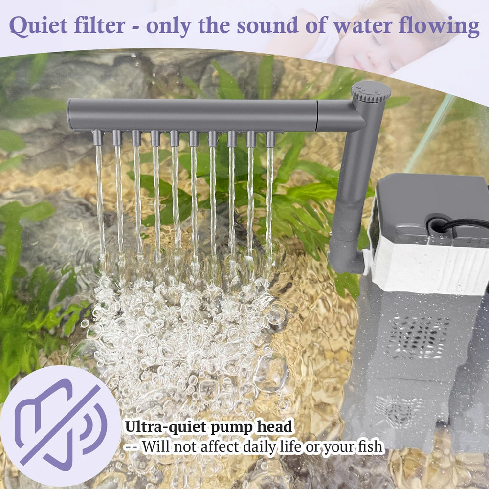 VILLNO quiet-motor filter operates with minimal noise for peaceful tanks.