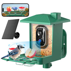 VIMKIM Bird Feeder with Camera front view showing weatherproof solar design for outdoor use