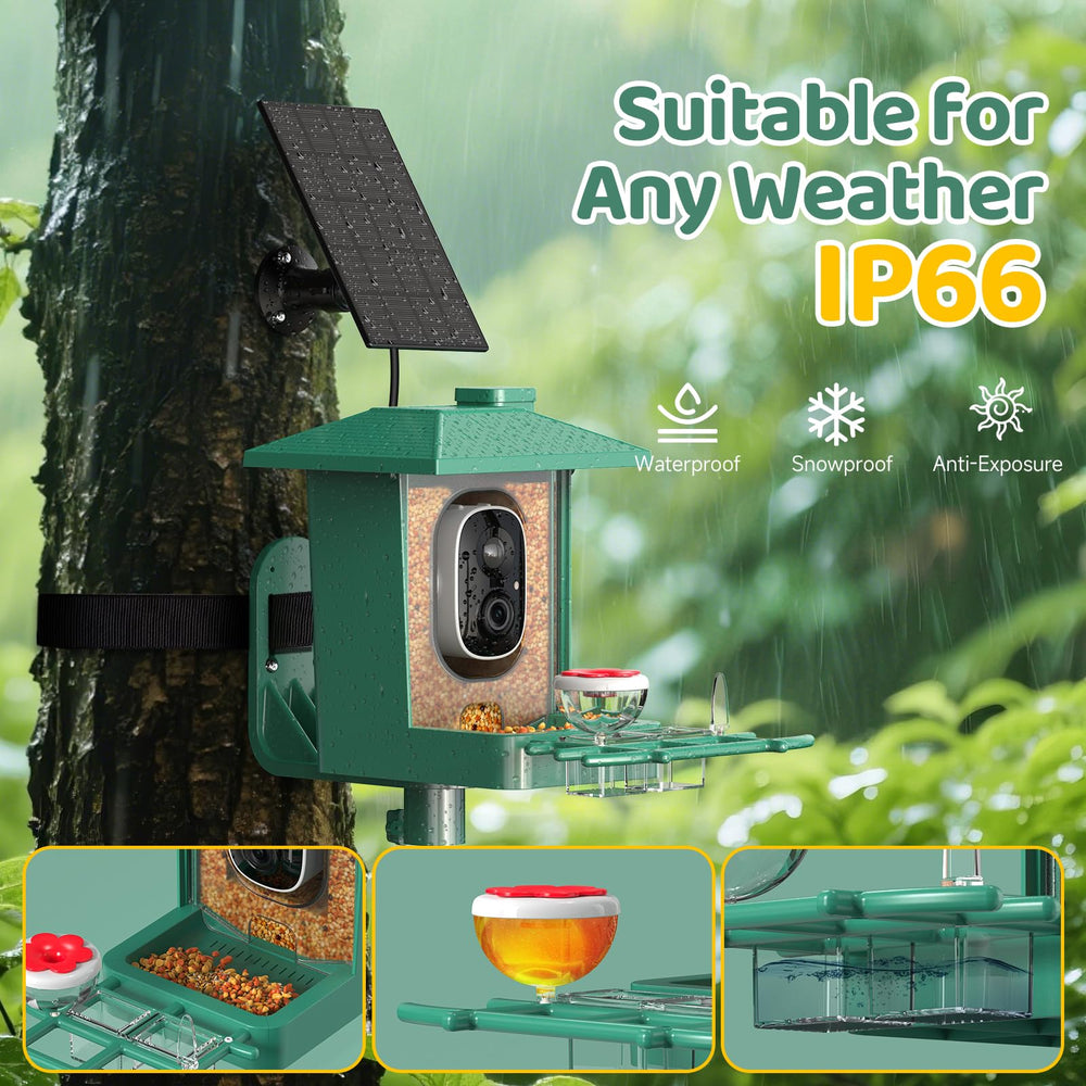 VIMKIM Bird Feeder with Camera IP66 housing protecting against rain and wind