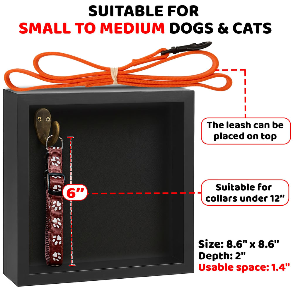Vinatimes shadow box collar holder interior display for cherished pet items.