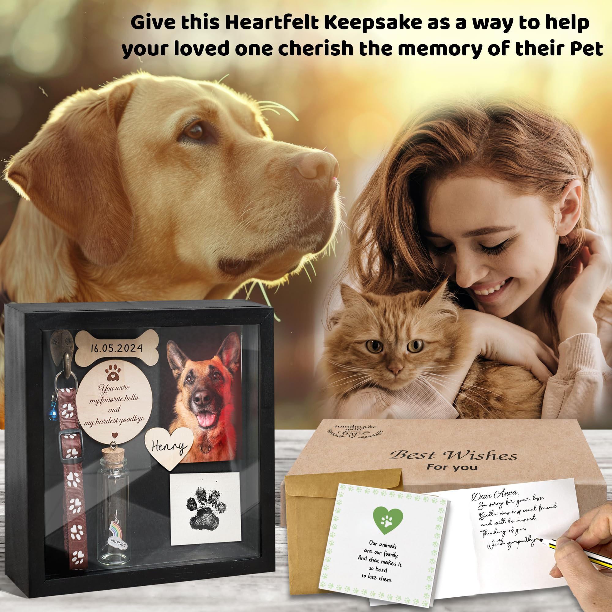 Vinatimes heart-shaped tag and bone ornament personalize the memory.