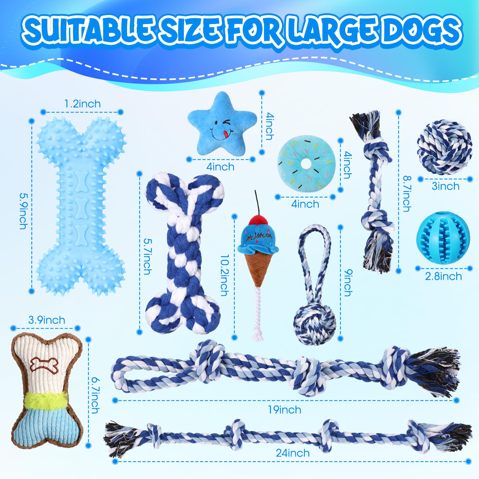 Vinsot tug-of-war rope toys for strong chewers and fetch