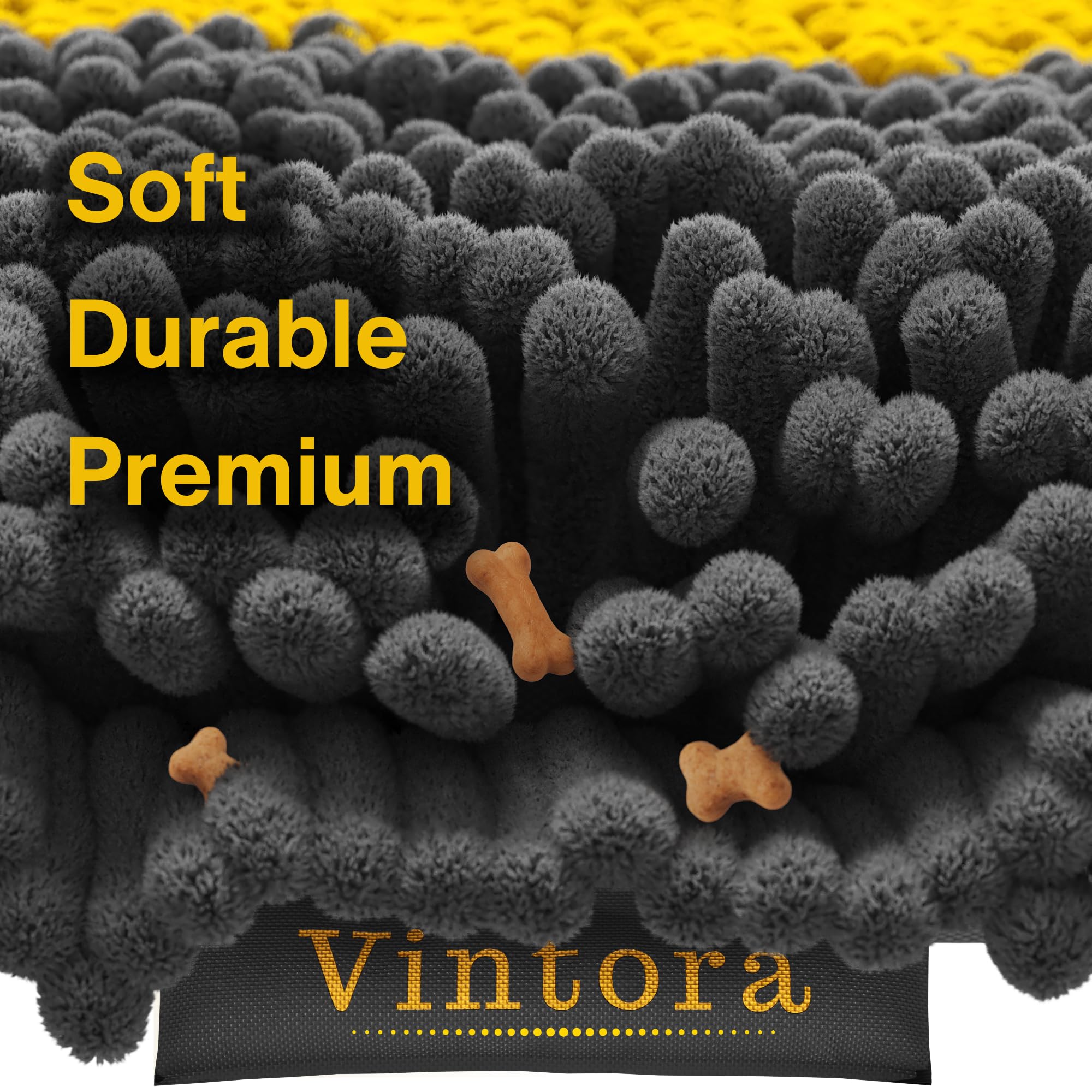 VINTORA Snuffle Mat grey surface with yellow bone pattern for stylish home use
