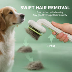 VIOJOJO 140-degree angled needles penetrate coat for thorough grooming.