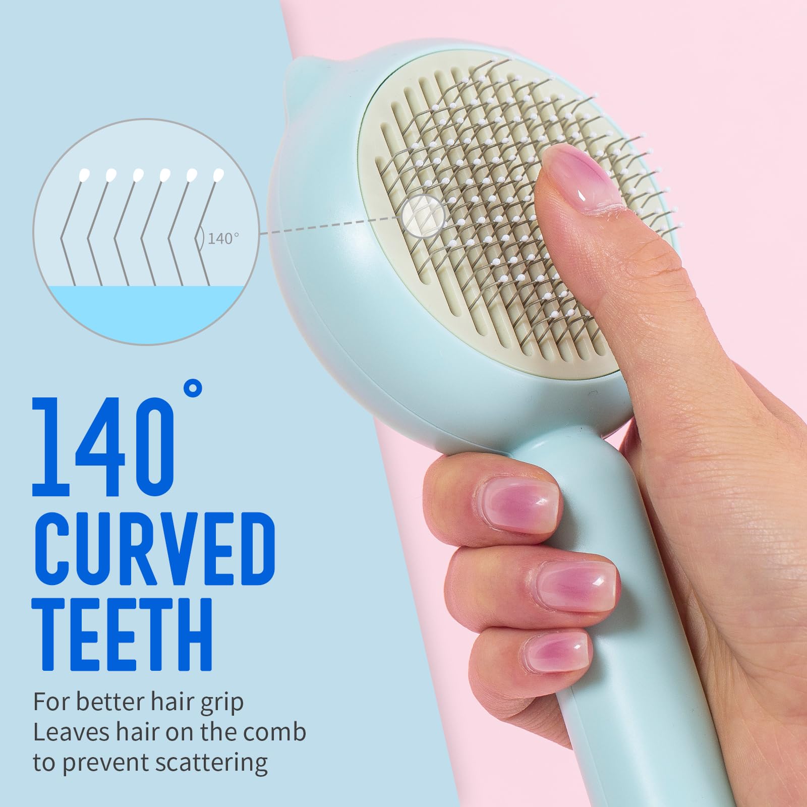 VIOJOJO cat brush with 140-degree needles deep-clean undercoat