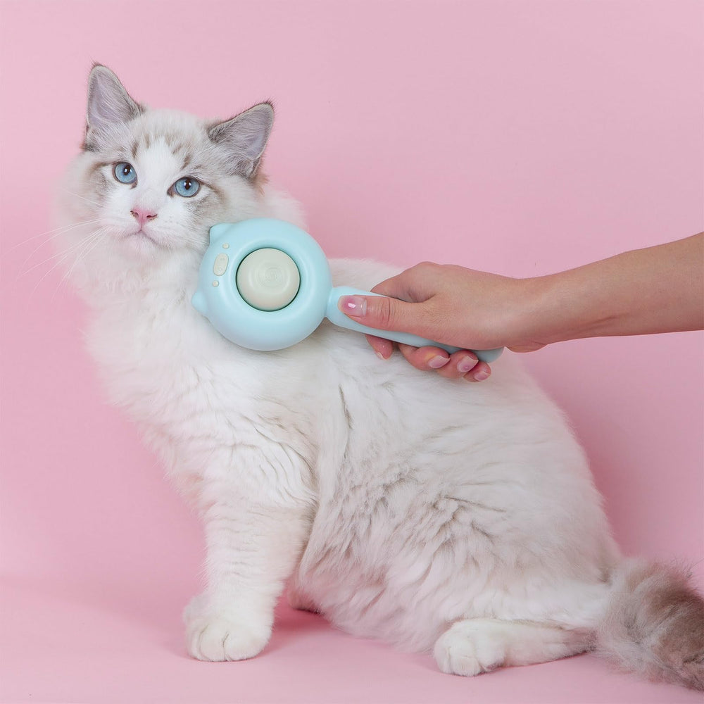VIOJOJO cat brush self-cleaning feature simplifies grooming cleanup