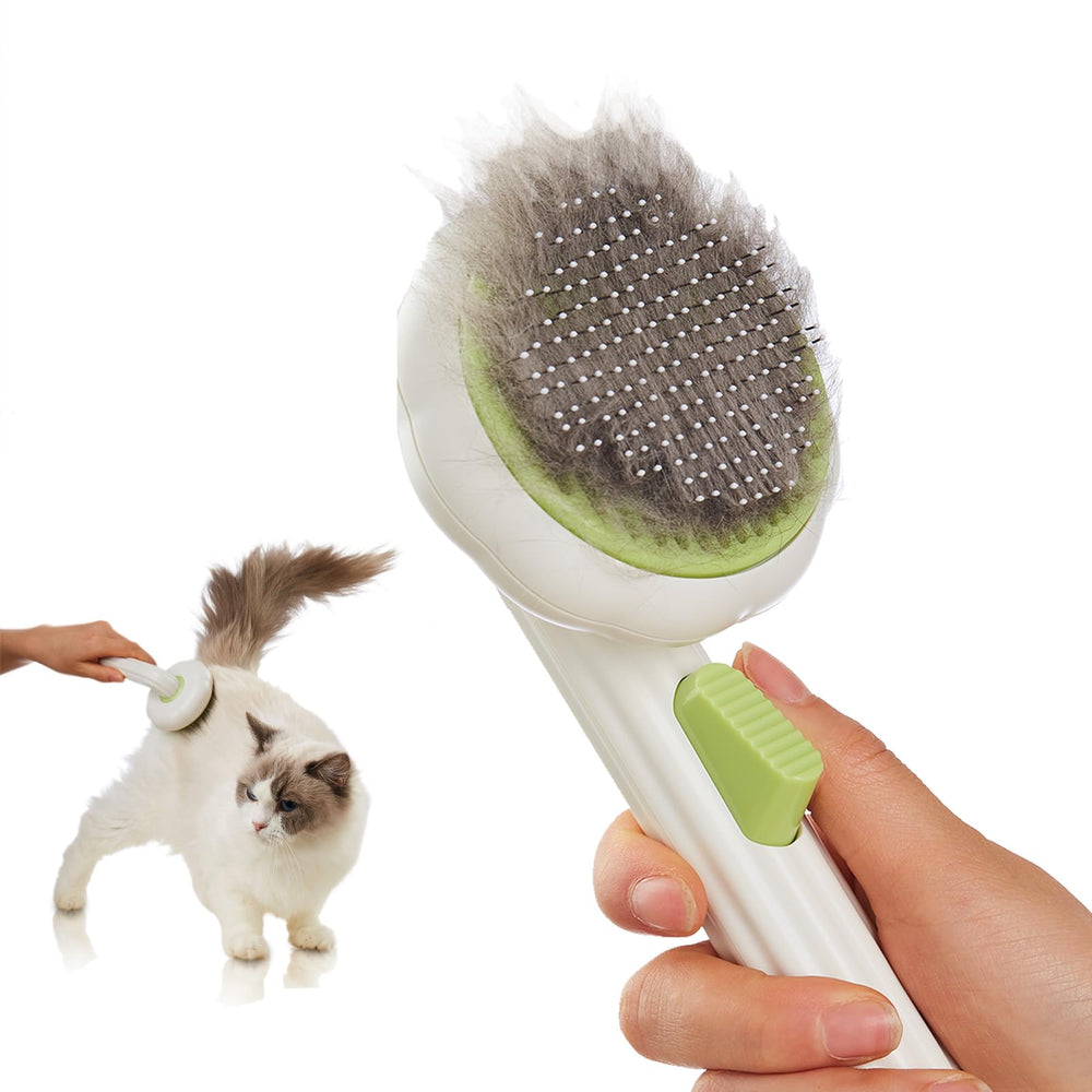 VIOJOJO cat and dog brush with release button for quick, mess-free grooming.
