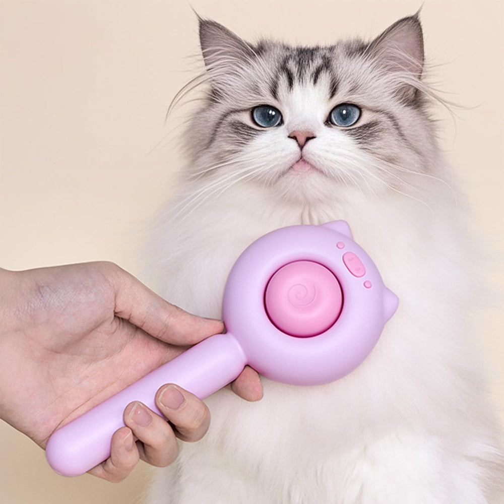 VIOJOJO self cleaning cat brush demonstrated for easy hair removal