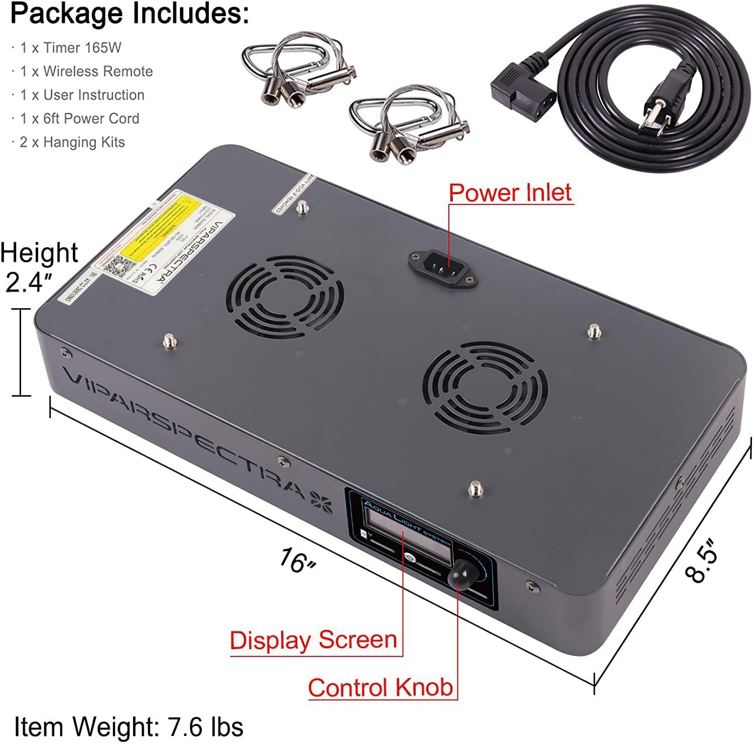 VIPARSPECTRA 165W blue white dual channel brightness for color pop