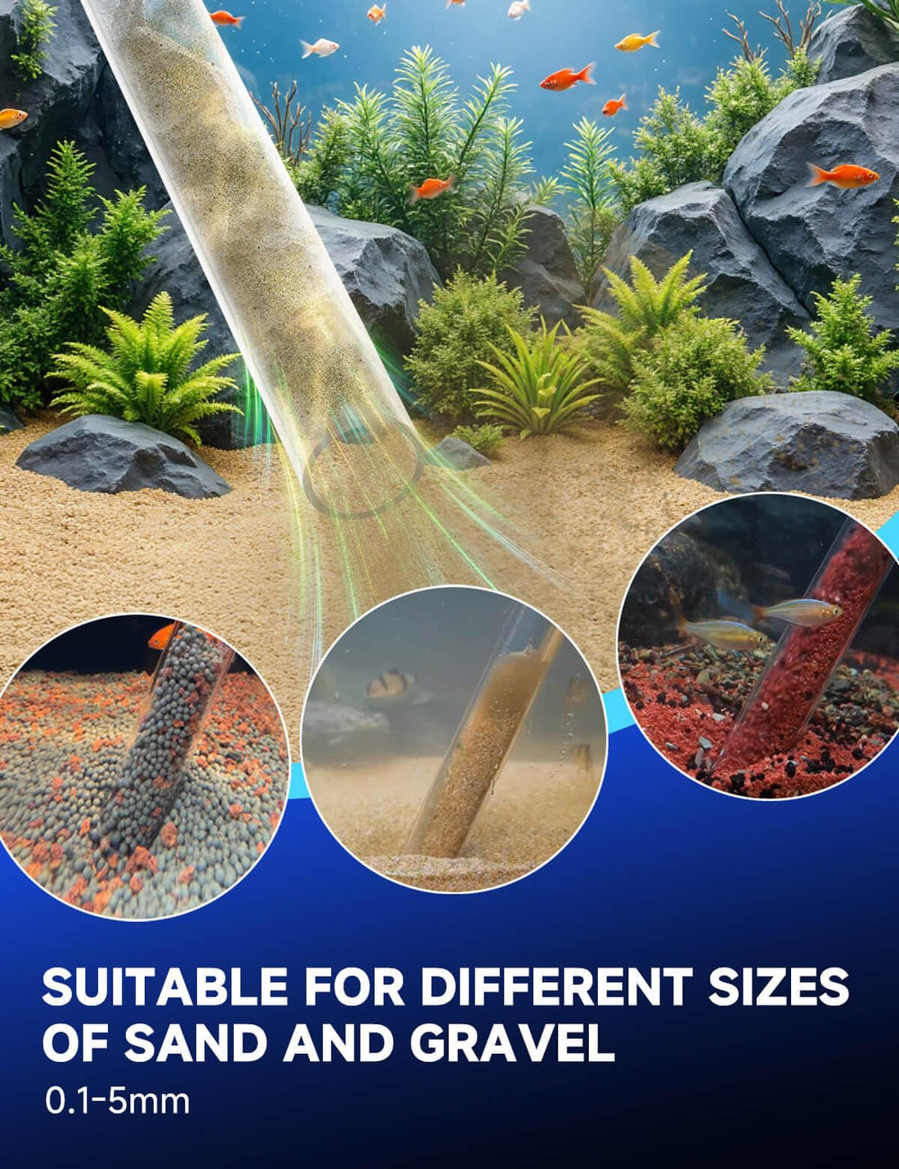 Vipask multi-function cleaning system used as a water change tool