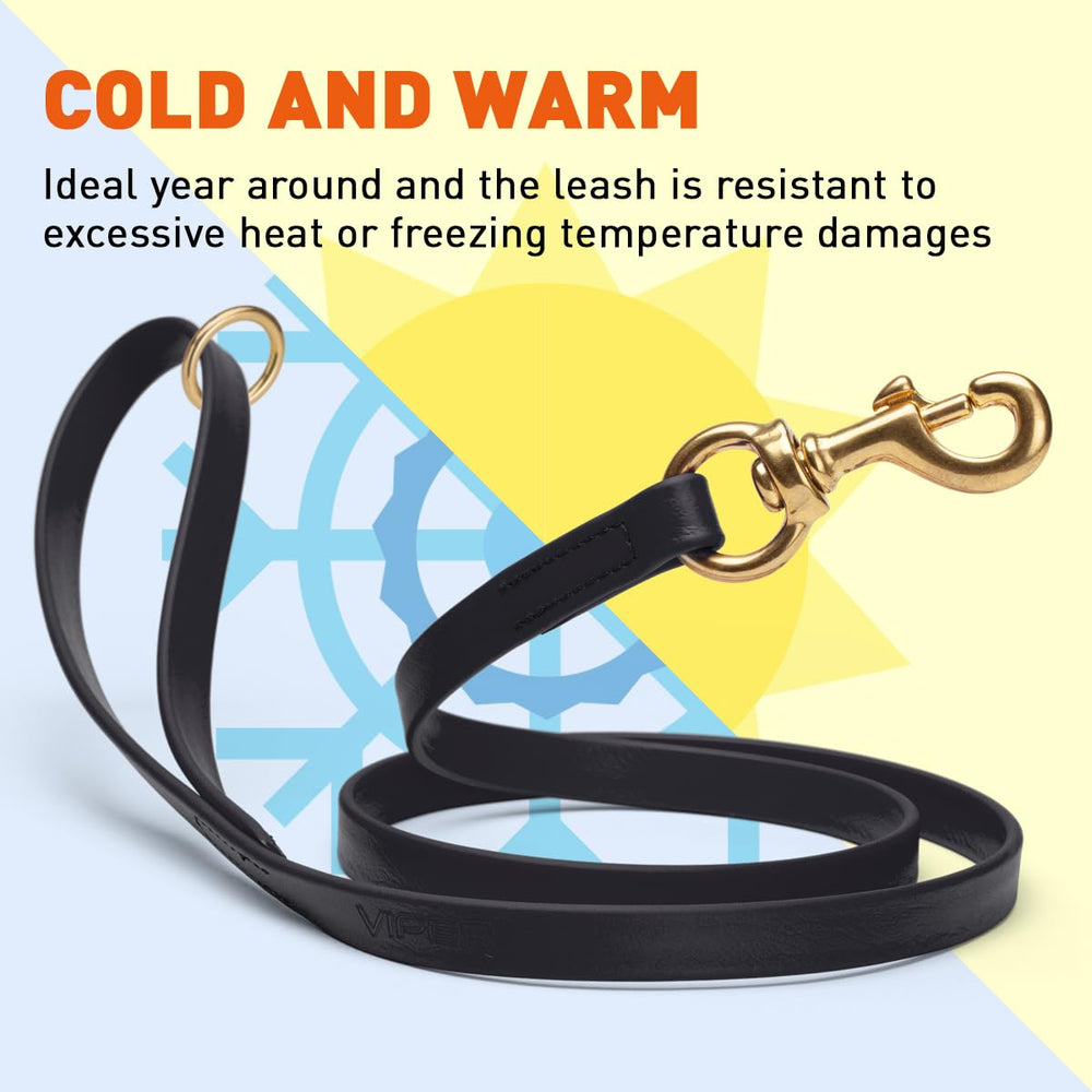 Viper Biothane K9 leash in rain demonstrates water resistance.