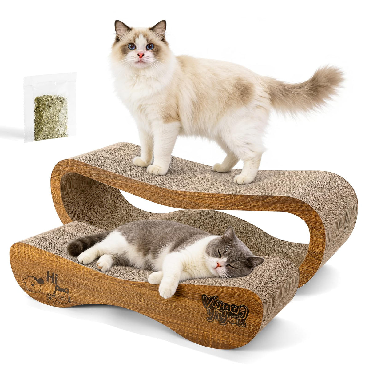 Viraagyiyou XXL cat scratcher lounge board offers a cozy resting space.