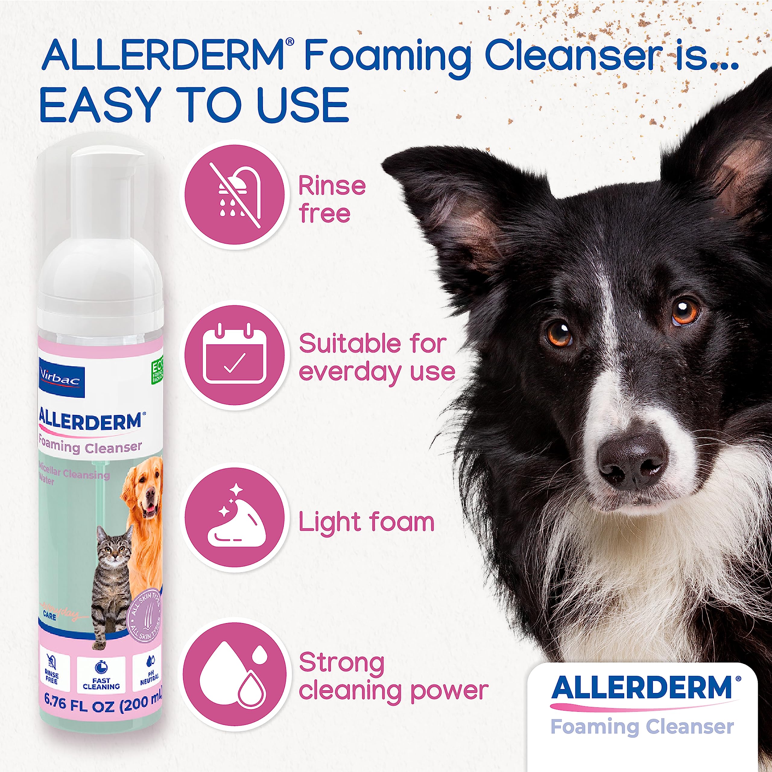 Virbac Allerderm cat shampoo rinse-free foam in use