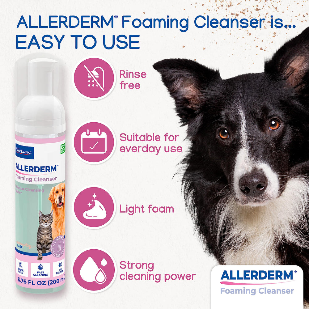 Virbac Allerderm cat shampoo rinse-free foam in use