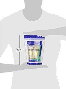 Dog chewing action with Virbac C.E.T. enzymatic chews demonstrating use