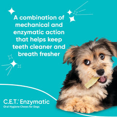 Virbac C.E.T. enzymatic chew image highlighting single-layer beefhide for easy digestion.