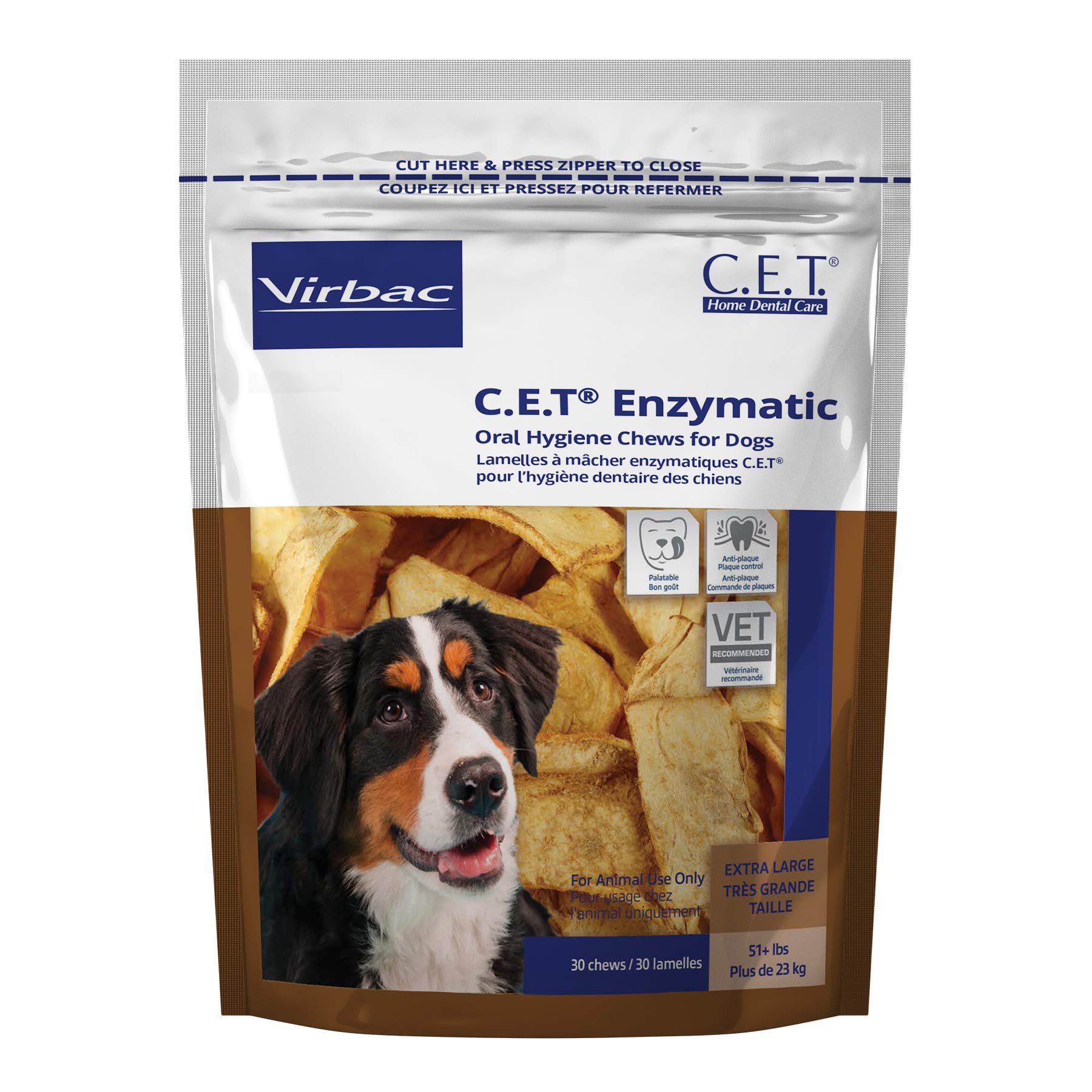 Virbac C.E.T. enzymatic chews for extra-large dogs promote cleaner teeth and fresher breath