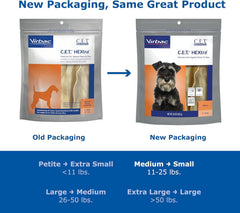 Virbac C.E.T. HEXTRA Premium Chews close-up showing texture and chew action