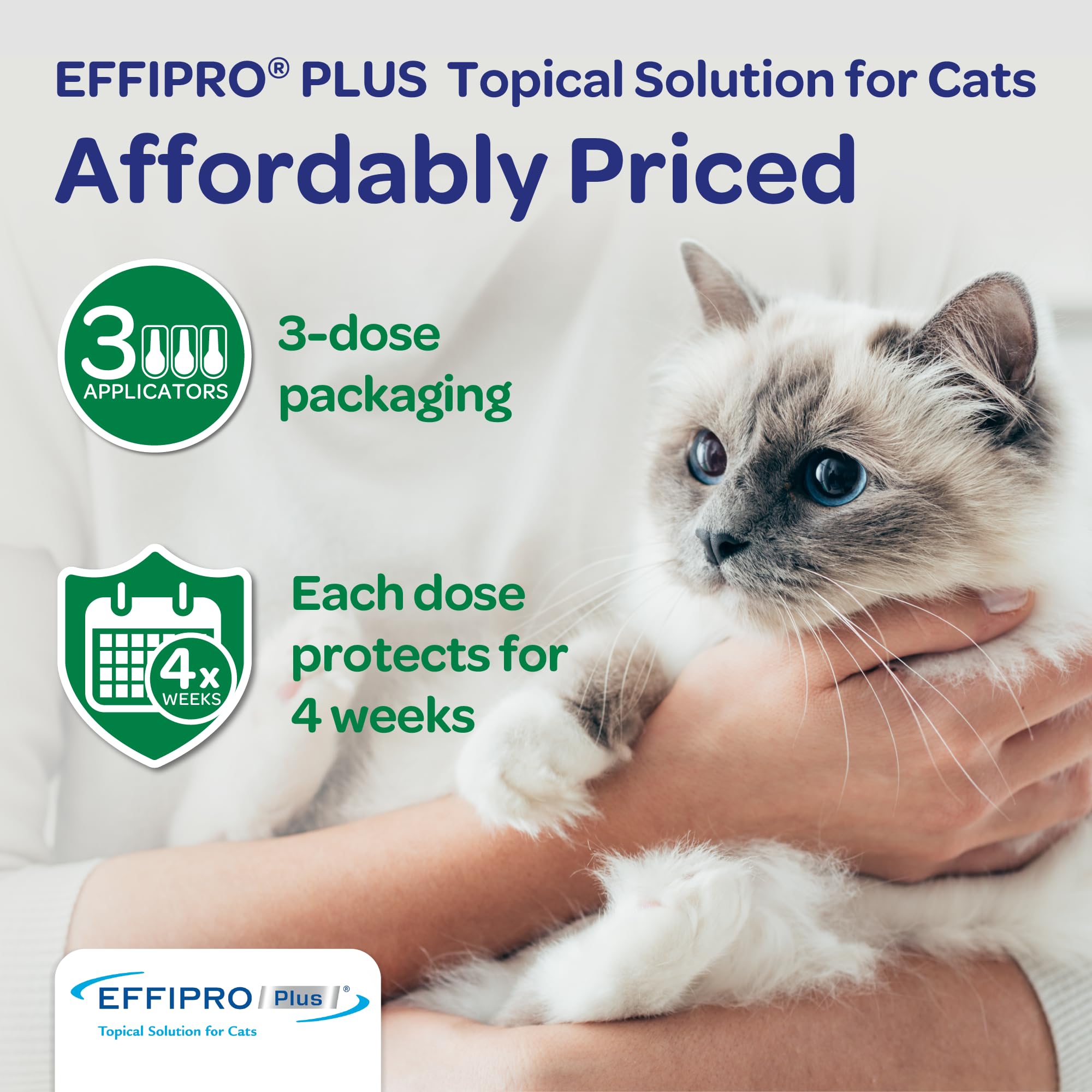 Virbac EFFIPRO Plus no-expiration claim on packaging highlights stability.
