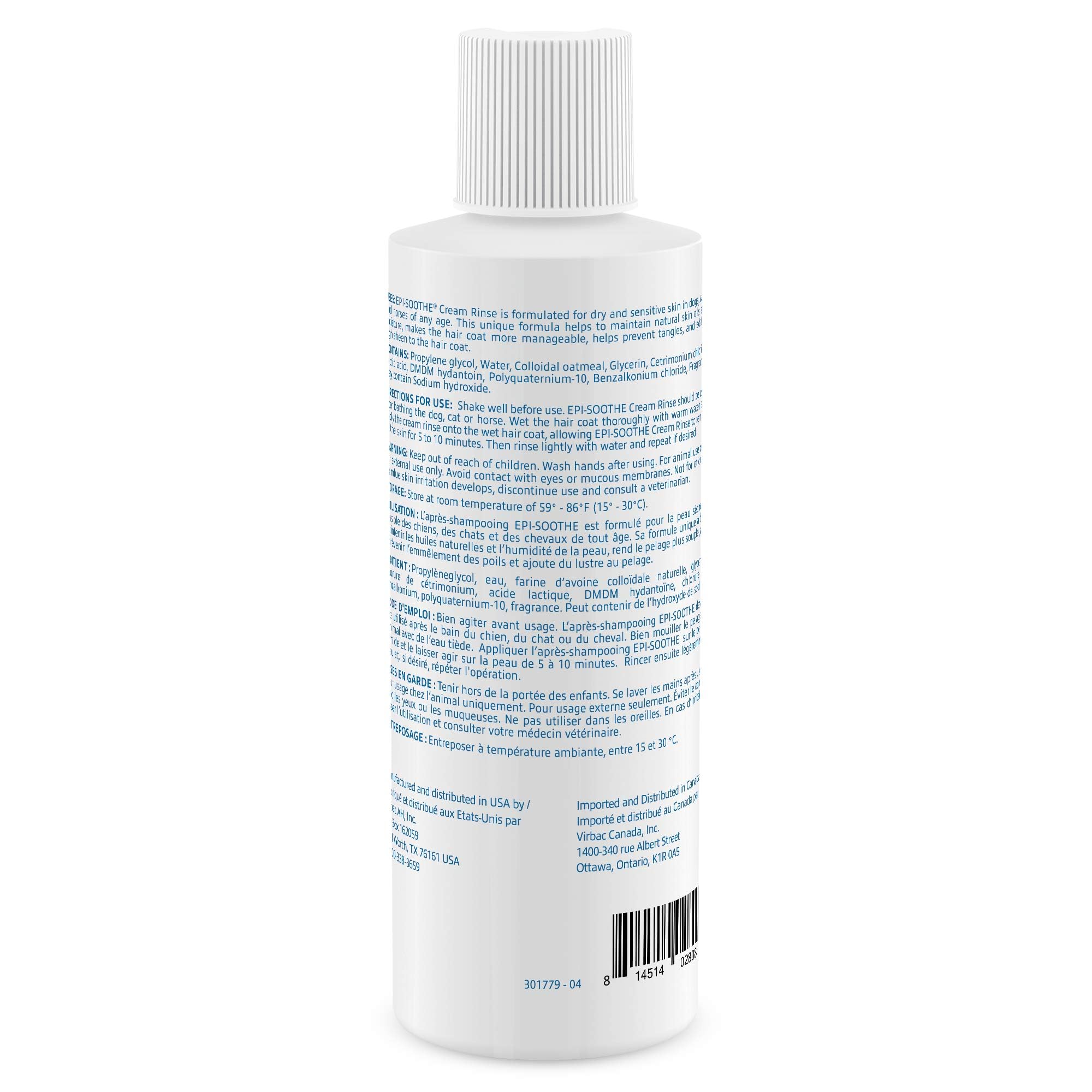 Virbac EPI-SOOTHE Cream Rinse detangles fur and reduces static