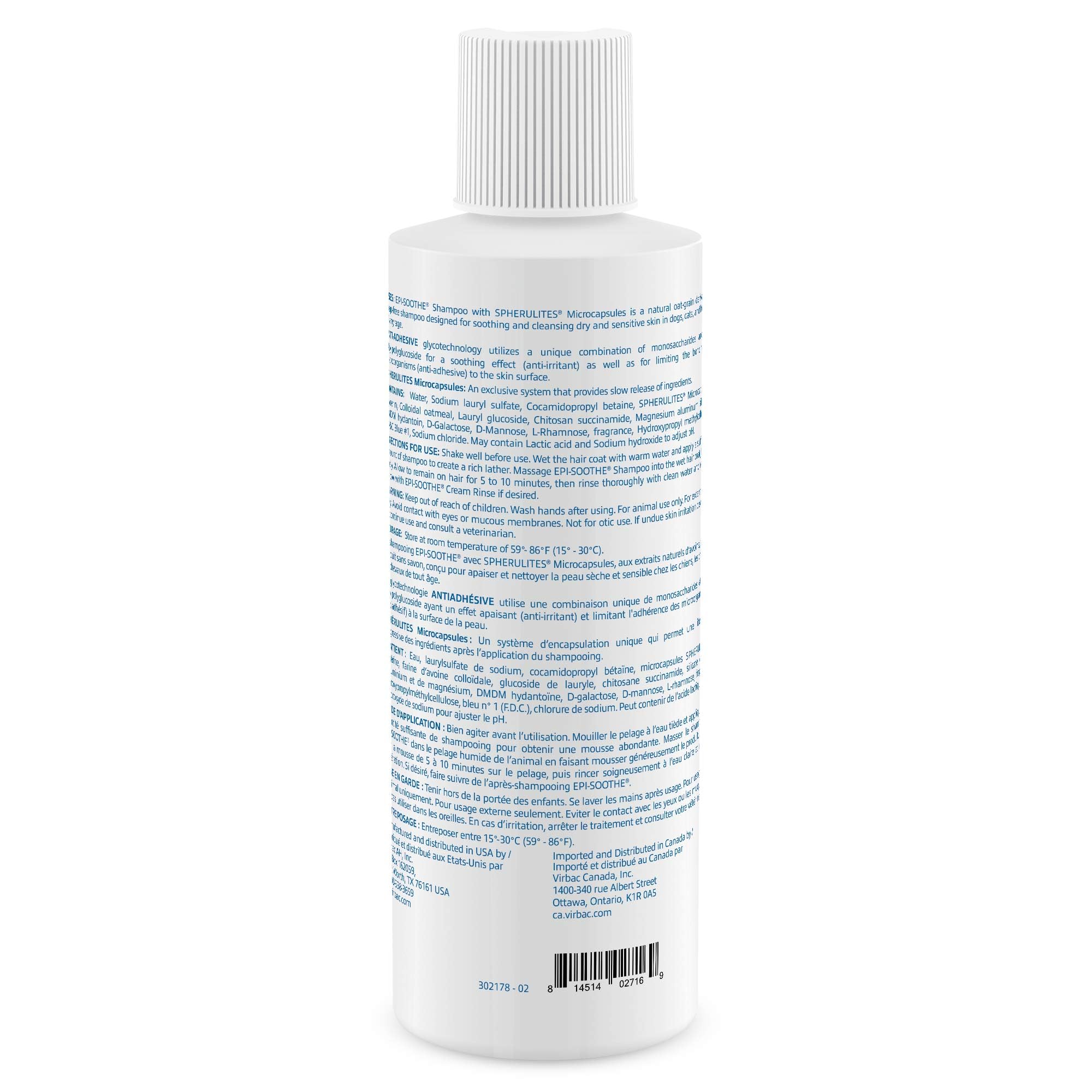 Virbac EPI-SOOTHE Shampoo for horses helps soothe dry skin during grooming.