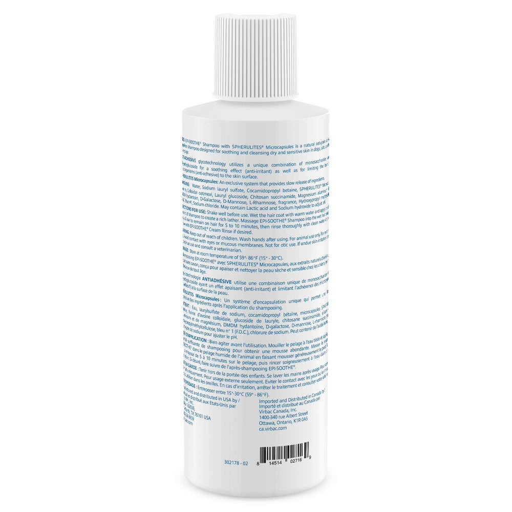 Virbac EPI-SOOTHE Shampoo for horses helps soothe dry skin during grooming.