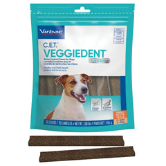 Virbac VeggieDent FR3SH bag with 30 chews for easy daily dental care.