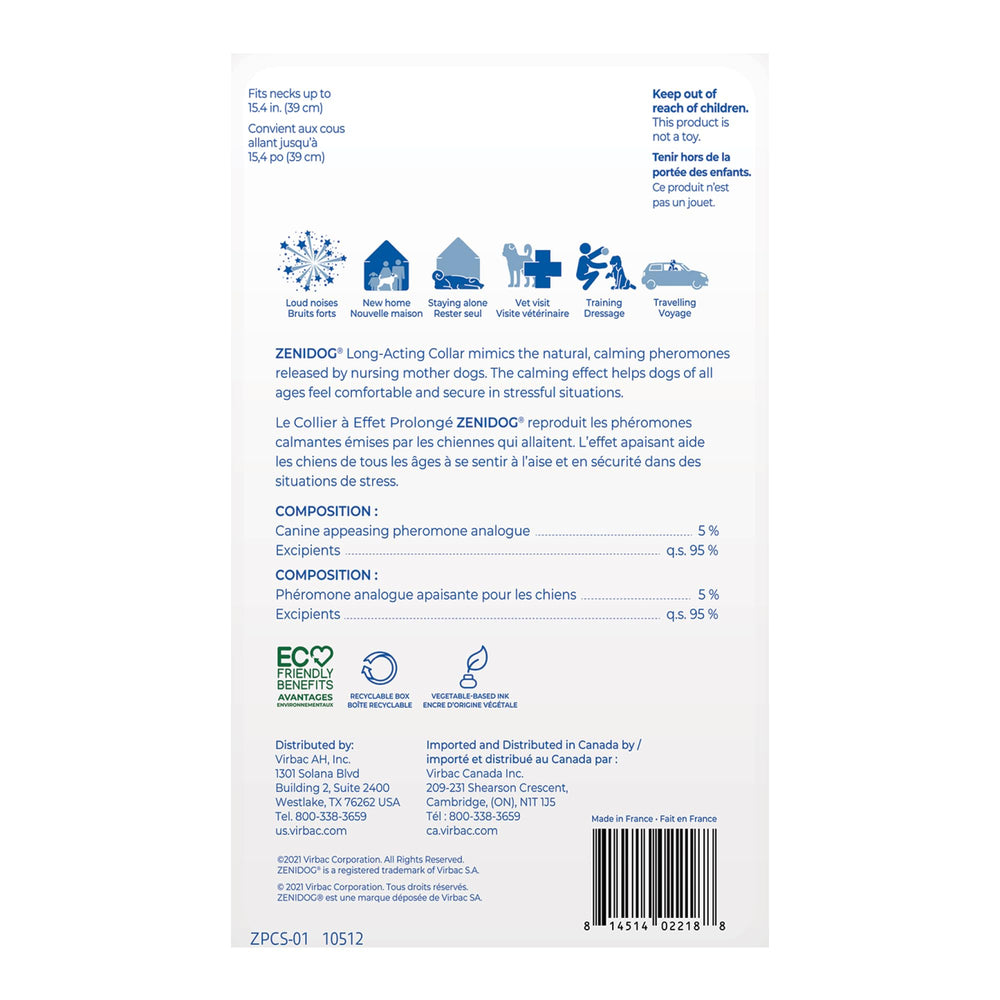 Packaging for ZENIDOG collar highlighting easy purchase