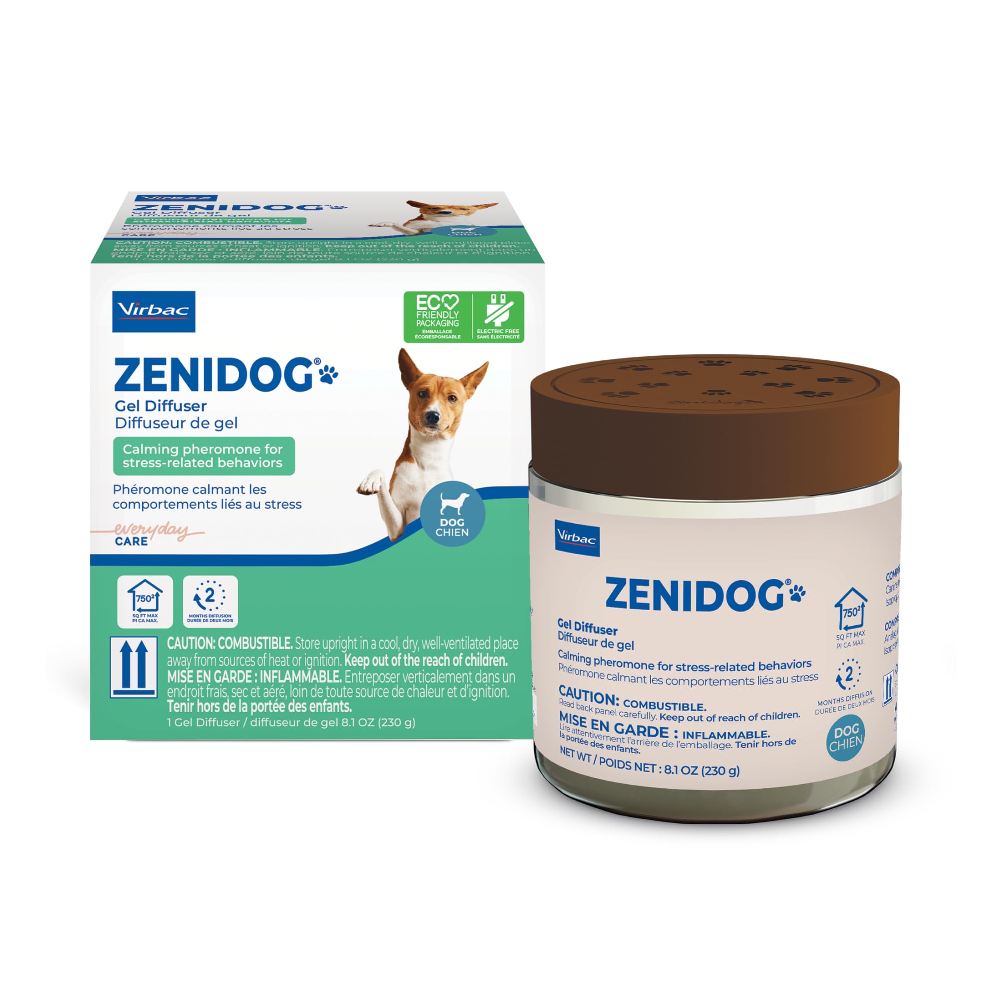 Virbac ZENIDOG gel diffuser on table delivering calming pheromones for dogs
