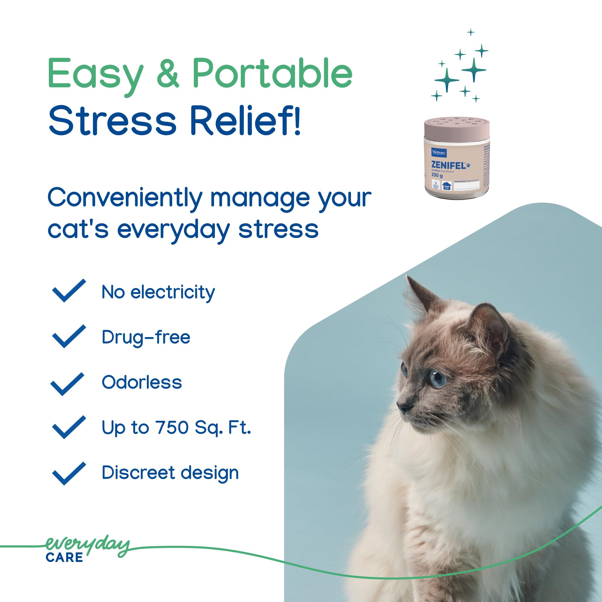 Virbac Zenifel long-lasting calming effect lasts up to two months.