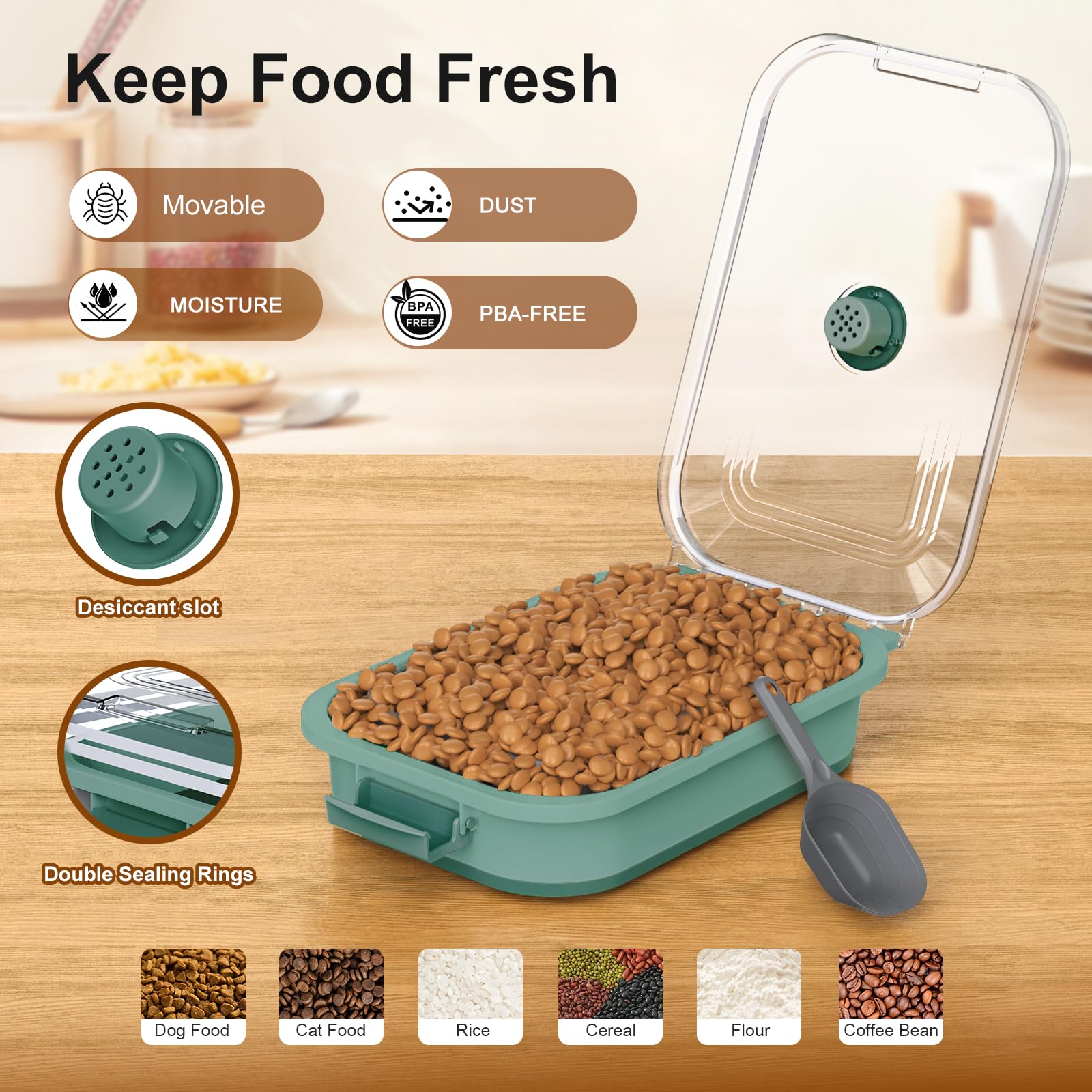 Viretec wheeled dog food bin ready to move around the kitchen