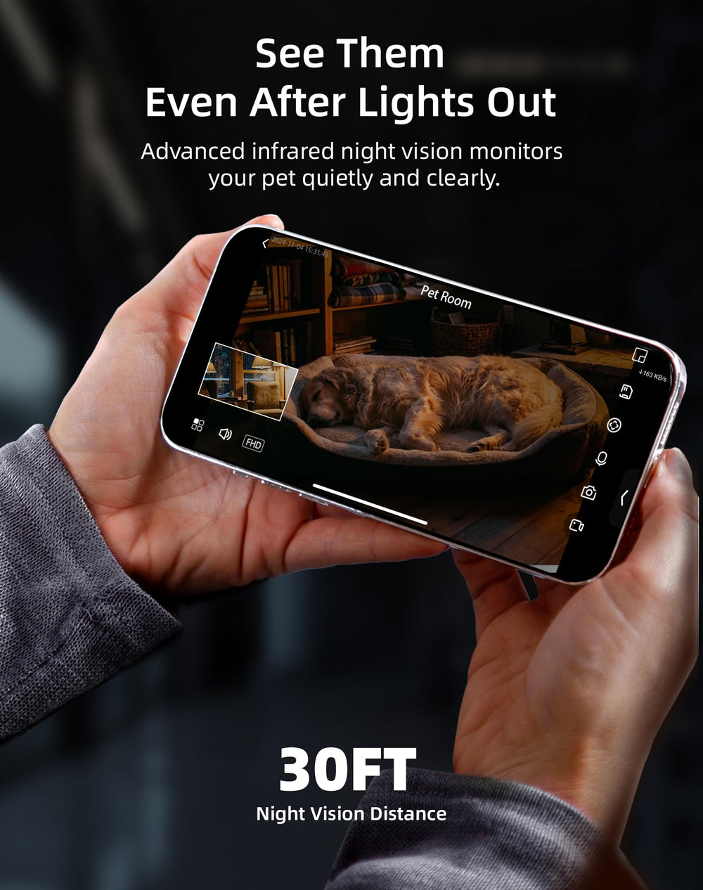 Local storage option on Virtavo pet camera indoor with microSD support.