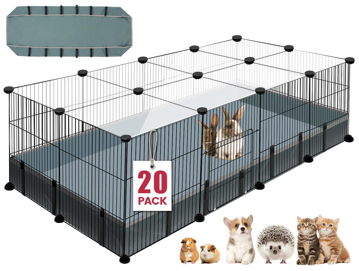 VISCOO 20-panels playpen front view showing sturdy coated steel frame for reliable containment