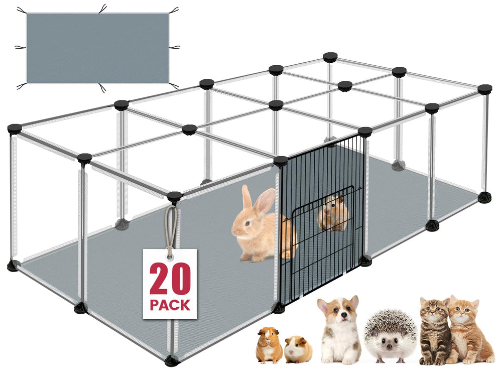 VISCOO 20-panel playpen showing modular panels for flexible layouts and safe play