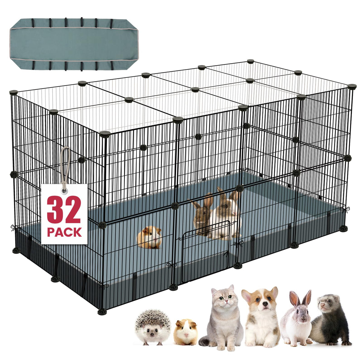 VISCOO 32-panel playpen assembled for spacious indoor play